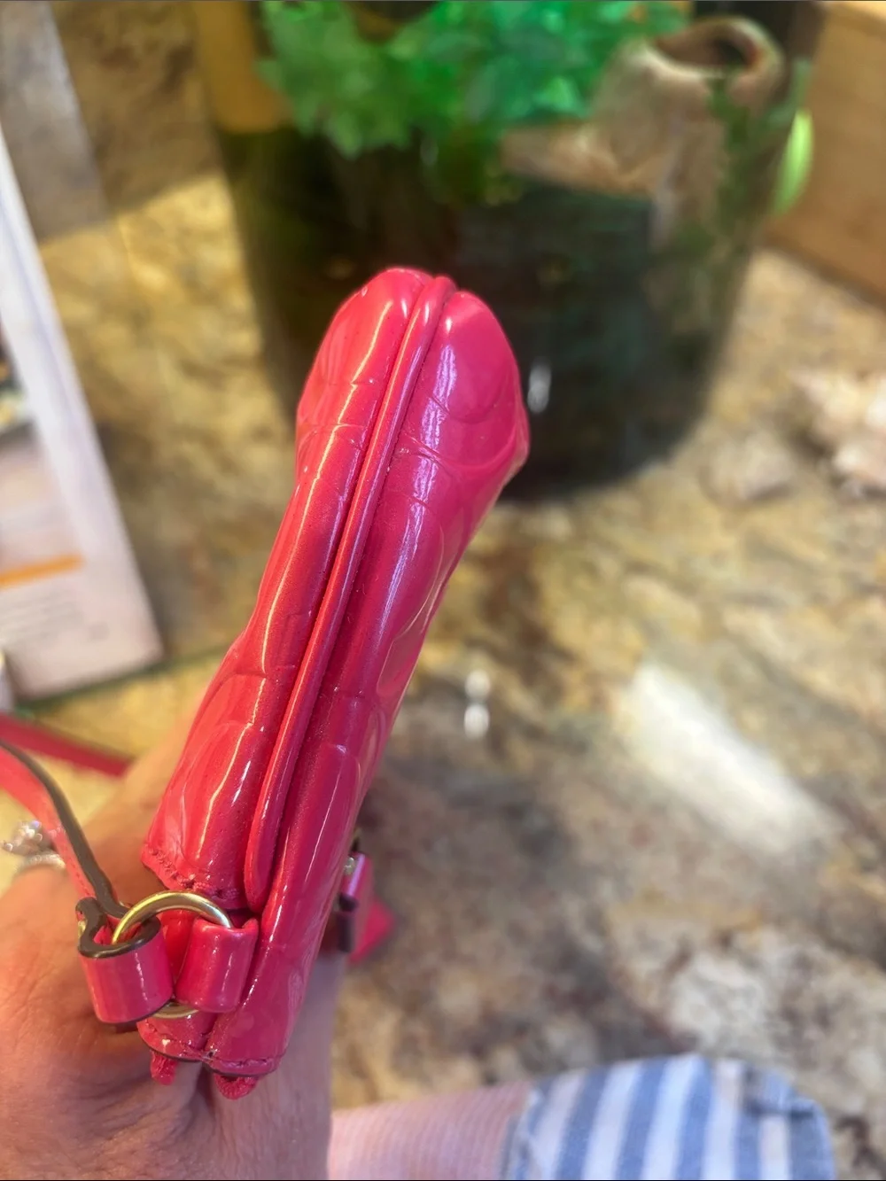Coach Patent Leather Wristlet - Bright Pink